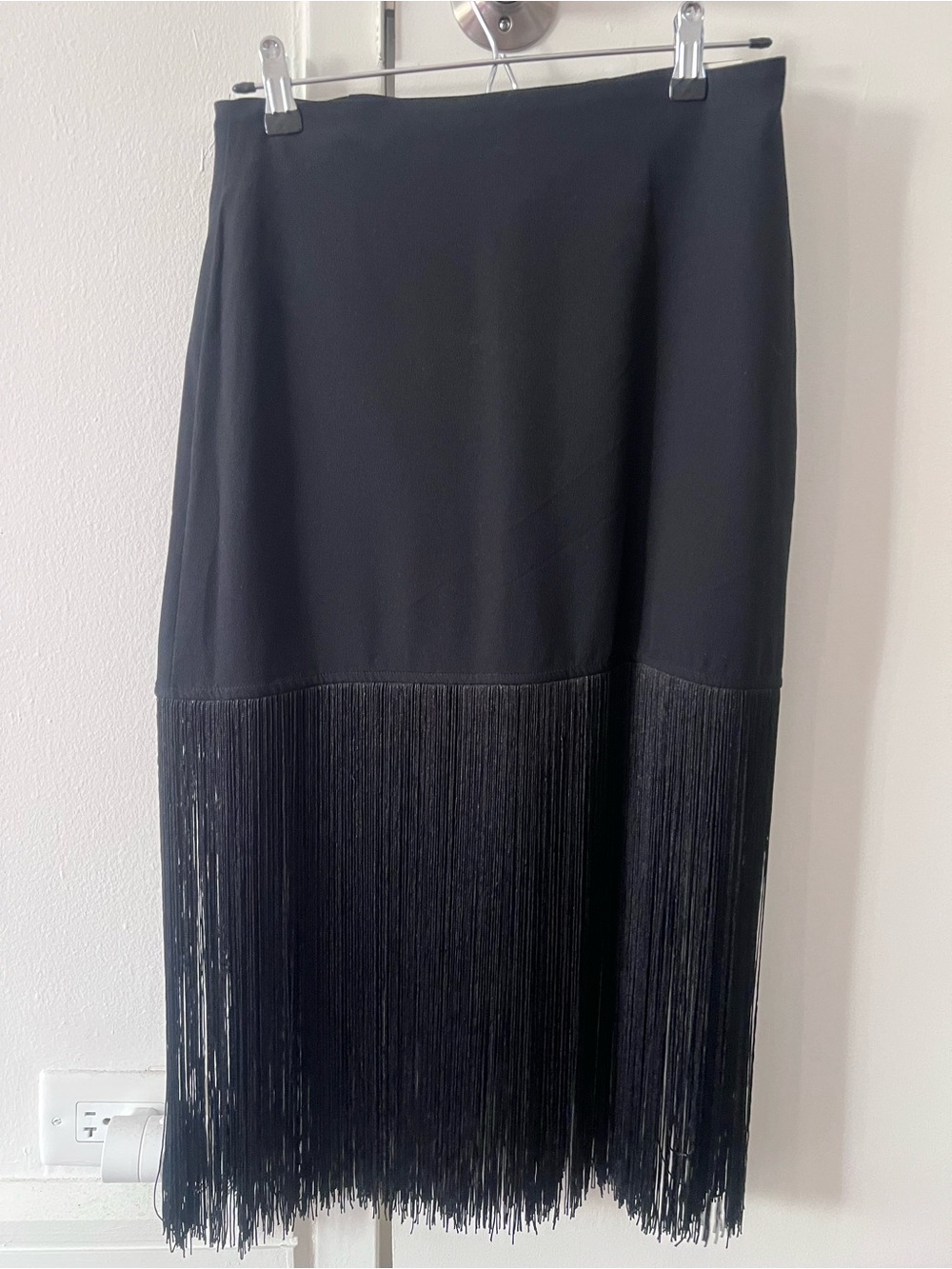 Abercrombie & Fitch NWT Black Fringe Midi Skirt - Small